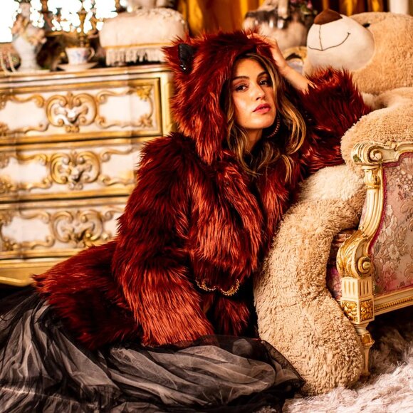 NWT Red Velvet Wolf Classic Faux Fur Coat (No longer available on site) - Picture 5 of 10